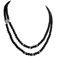 Wool Beads Necklace Handmade Necklace Black And Orange  