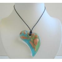 Glass Hand Painted Pendant Neckalce Glass Heart Painted Pendant Necklace