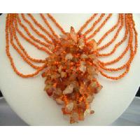 Multi Strands Choker Orange Beads w/ Floral Dangling 