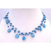 Turquoise Shell Fancy Beads Three Stranded Choker Necklace