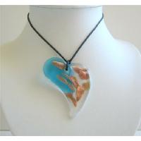 Summer Necklace Unique Design Heart Pendant Made w/ Glass Painted Pendant Neckalce 
