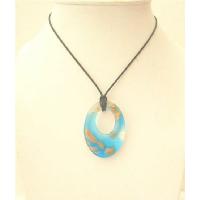 Venetian Glass Jewelry Murano Glass Pendant Painted Classy Pendant w/ Black Chord Necklace