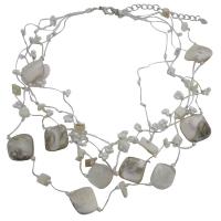 Fancy Beads Shell Natural Color Necklace Accented In Silk Sleek chain w/ Multistrands Necklace 
