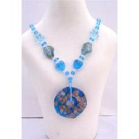 Hand Painted Glass Pendant Necklace Unique Design w/ Glass Beads Necklace 