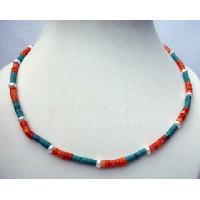 Genuine Turquoise Red Coral Ring Bead Necklace Handmade Custom Jewelry