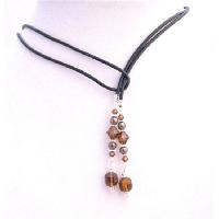 Lariat Jewelry Neckalce w/ Genuine Swarovski Brown Peach Smoked Topaz Cube Crystals Lariat Necklace 