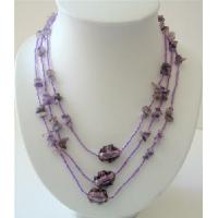 Long Purple Necklaces 60 Inches Beaded Amethyst Nugget Long Necklace