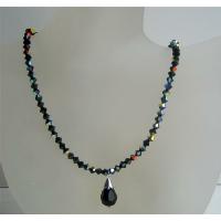 Jet Black Swarovski Crystals Beaded Jewelry Genuine AB Jet Sparkling Crystals Necklace w/ Tear Drop