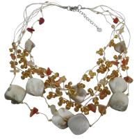 Golden Beads Multi Shell In Multstrings Necklace  