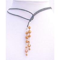 Costume Jewelry Fashion Necklace w/ Simulated Crystals & Blue Pendant Dangling