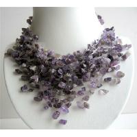 Amethyst Stone Nugget Necklace Stone Chip Multiple Drop Tassel Lovely Necklace
