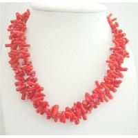 Double Strands Coral Tube Beads Stranded Necklace Sterling Silver Clasp