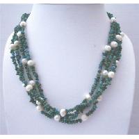 Handcrafted Tibetan Turquoise 4 Strands Necklace w/ Sterling Silver Clasp Genuine Turquoise & Freshwater