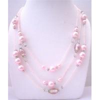 Multi Pink Beaded 3 Strands Necklace pink Pearls Millefiori Painted Beads 20 Inches Long Necklace 