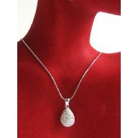 Pear Pendant Necklace Fully Embedded w/ Cubiz Zirconia Necklace