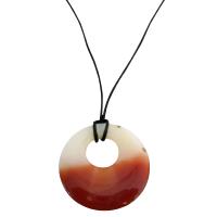 Carnelian Glass Round Pendant Necklace Inexpensive Necklace Gift Double Shaded Round Glass Pendant Necklace