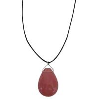 orange Jade Teardrop Pendant Necklace Glass Teardrop Pendant Inexpensive Jewelry Necklace Black Chord Necklace Affordable Jewelry Gift 