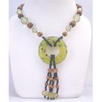 Fancy Jade Round Pendant Drop Down Stunning Necklace Stylish Beads Glass Beads Acrylic Beads Under $10 Jewelry Necklace 24 Inches Long Necklace 