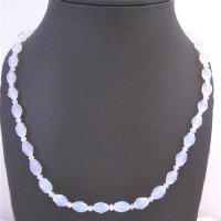Moonlite Beautiful Glass Beads Long Necklace With Clear Chinese Crystals Long 34 Inches Affordable Inexpensive You Can Wear Single Or Double Strand Long Necklace 