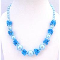 Stylish Trendy Necklace Blue Blue Turquoise Nugget Chips Glass Beads Fancy Necklace Under $10 Neckalce