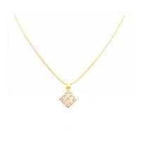 GOld Micron 18K Plated Necklace Sequare Pendant Embeded Swiss Cubic Zircon