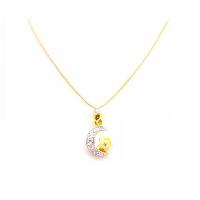 Classic Sparkling Half Moon & 18k Yellow Gold Star Pendant In Micron Gold Necklac