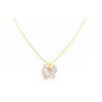 Butterfly Pendant Look Like Diamond Butterfly Fully Swiss Cubic Zircon In 18k Yellow Necklace