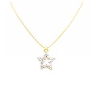 Diamante Star Christmas Star Pendant Fully Embedded With Swiss Cubic Zircon Pendant In 18k Yellow Gold Necklace