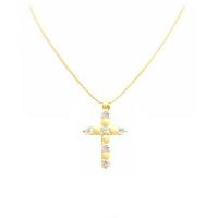 Very Sleek & Dainty Cross Pendant in Micron Gold & Embedded With Swiss CZ Cross Pendant