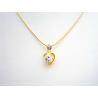 Sleek & Dainty Heart Pendant In Princess Cut CZ In Heart Shape Micron Gold Necklace