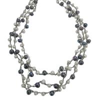 Bridemaids Long Necklace In White & Grey Freshwater Pearls Wear Double Or Three Strand Necklace