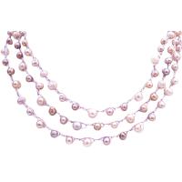 Wedding Necklace In Natural Freshwater Interwoven White Pink Mauve Pearls Handmad Long Necklace