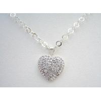 Sterling Silver 92.5 Chained Sterling Heart Pendant Necklace