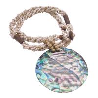 Abalone Pendant In Beige Beaded Necklace Personlized Gifts New Year Party Jewlery