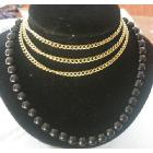 Rich Necklace w/ 3 strings gold chain attach to Black Boho bead