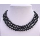Gorgeous Long Black Pearl Necklace 58 Inches Long Necklace
