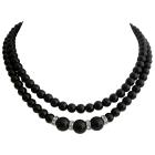 Handmade Wedding Necklace Black Pearls Double Strand Necklace