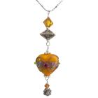 Wire Wrapped Heart Pendant w/ Topaz Crystals Dangling Crystals Necklace