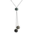 Tahitian Pearl with Green Oyster Shell Pearl Lariat Necklace