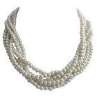 Twisted Ivory Pearl 6 Strand Necklace Wedding Pearl Statement Bridal Bridesmaid
