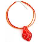Red Murano Glass Pendant Necklace Seed Beads Necklace Glass Beads