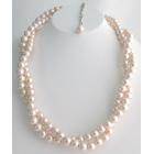 Baby Pink Wedding Necklace Twisted Double Strand Necklace