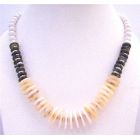Natural Color Rings w/ Black Rings & White Pearl Classy Necklace
