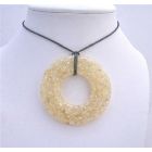 Natural Shell Cream Pendant Laminated Shell Pendant Necklace Black Chord Necklace