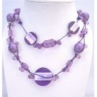 Multi Shaped & Sizes Beads Necklace Purple Pearls Acrylic Beads Interwoven In Beautiful Affordable Necklace 34 Inches Long