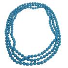 Multi Faceted Beads Long Necklace 3 Stranded 64 Inches Long Necklace