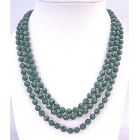 Dark Green Long Necklaces 8mm Multi Faceted Long Necklace Superior Quality Long 64 Inches Necklace
