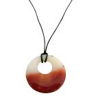 Carnelian Glass Round Pendant Necklace Inexpensive Necklace Gift Double Shaded Round Glass Pendant Necklace