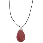 orange Jade Teardrop Pendant Necklace Glass Teardrop Pendant Inexpensive Jewelry Necklace Black Chord Necklace Affordable Jewelry Gift