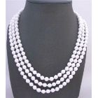 Soothign Pure White Beads Long Necklace 64 Inches Inexpensive Bridesmaid Necklaces Affordable Price Long Necklace